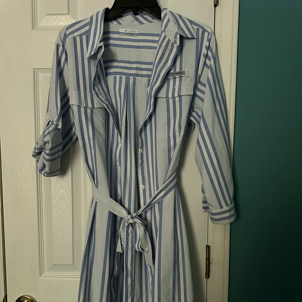 Columbia Blue and White Striped Dress